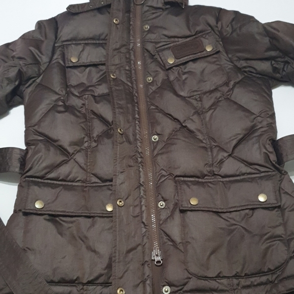 Barbour Nation Down Umber Brown Hooded Jacket - Picture 7 of 12